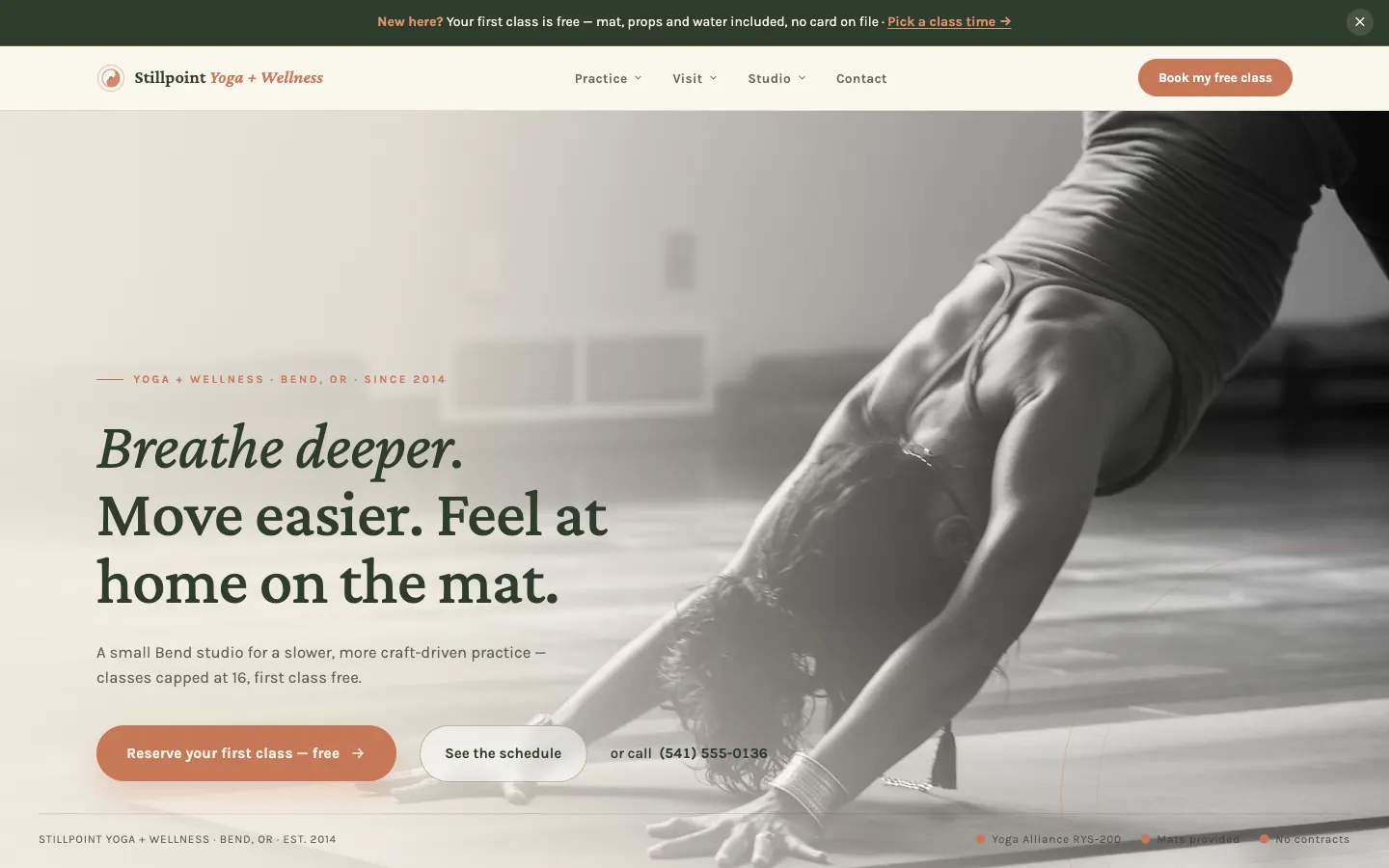 Stillpoint Yoga website